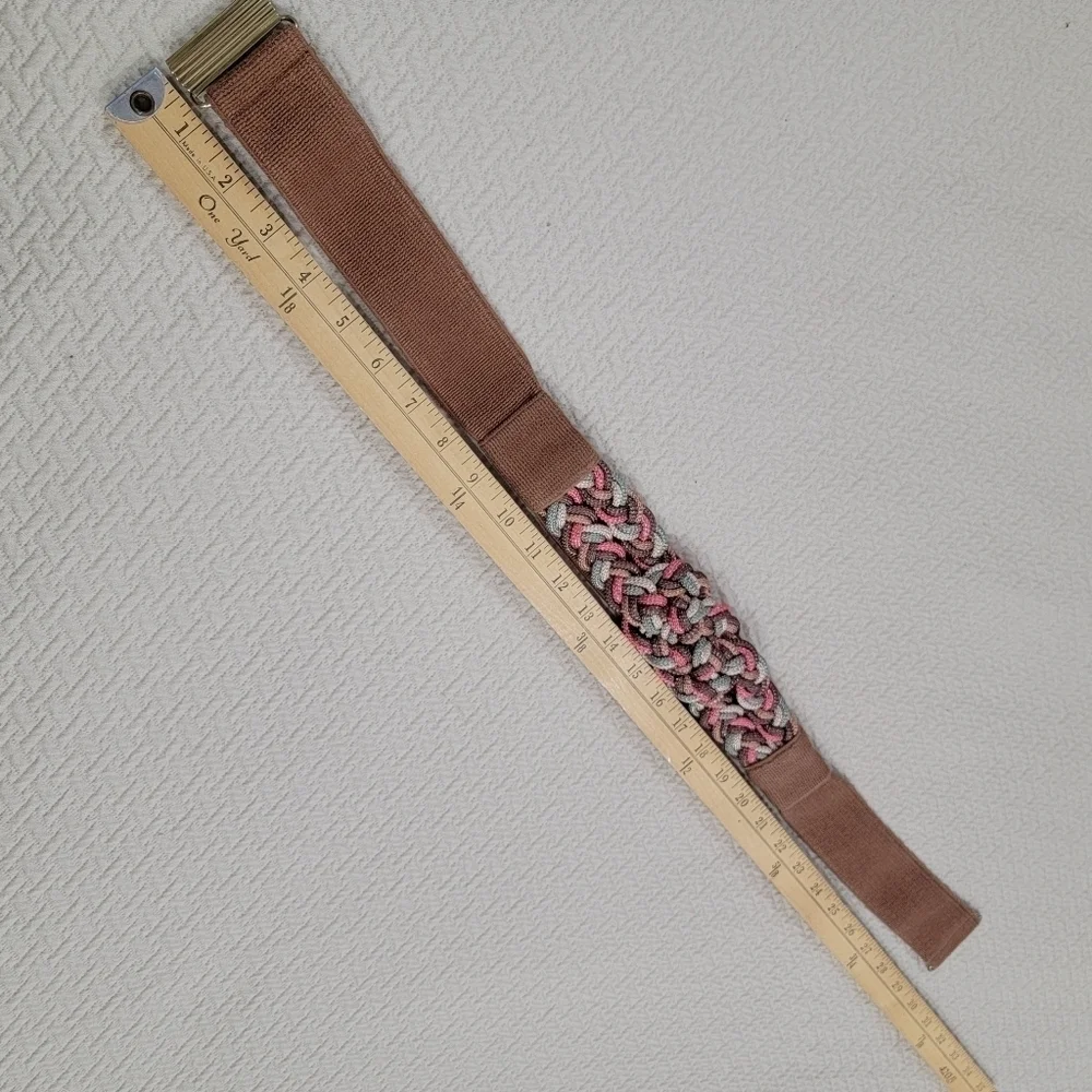 Vintage Rebecca's 80s 90s Pink Brown Braided Statement Belt Stretch